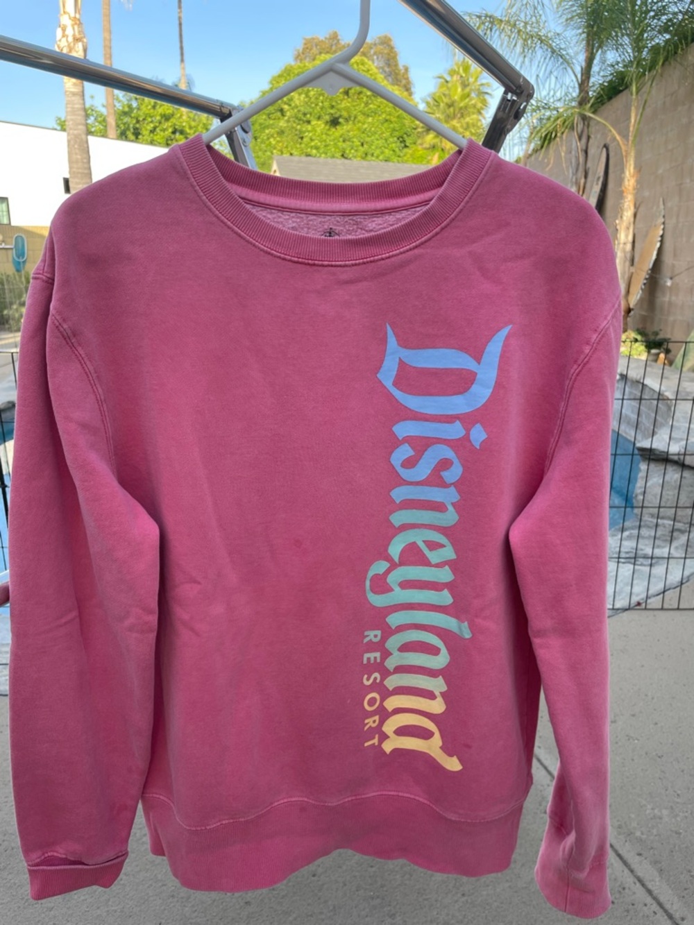 Disney Pink Ombre Crewneck Sweatshirt with Rainbow Vertical Logo